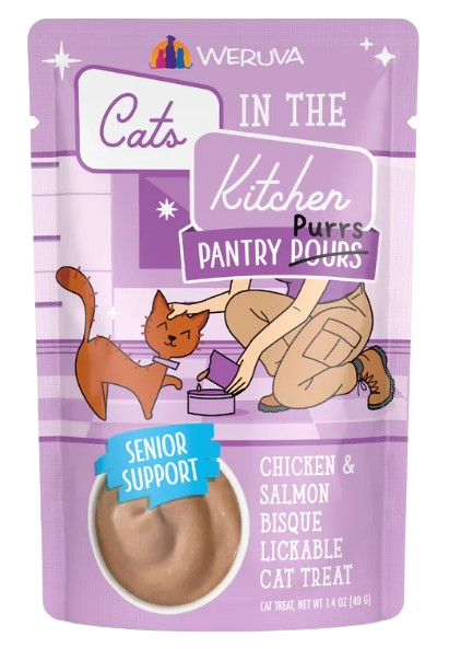 Weruva Cats in the Kitchen Pantry Purrs Chicken & Salmon Bisque with Senior Support Lickable Cat Treat, 1.4oz