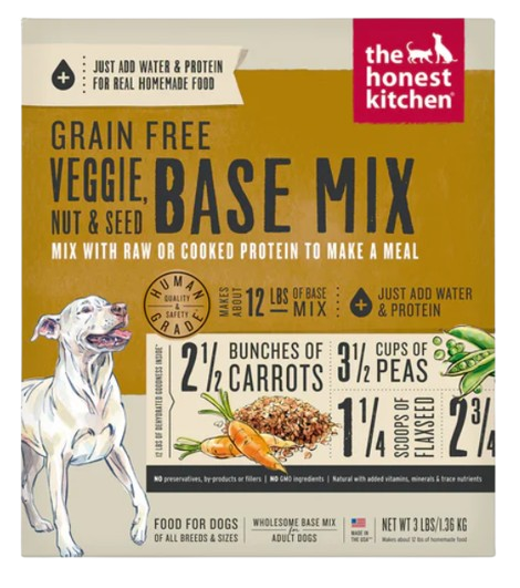 The Honest Kitchen Wholemade Grain Free Veggie, Nut & Seed Base Mix Dehydrated Dog Food, 7lb box