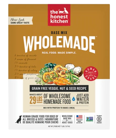 The Honest Kitchen Wholemade Grain Free Veggie, Nut & Seed Base Mix Dehydrated Dog Food, 7lb box