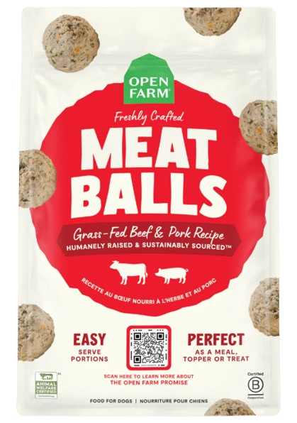 Open Farm Grass-Fed Beef & Pork Freshly Crafted Meatballs for Dogs, 14oz - Frozen