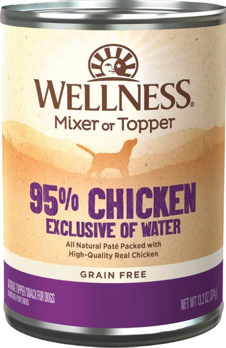 Wellness Natural Grain Free 95% Chicken Recipe Adult Wet Canned Dog Food, 13.2oz
