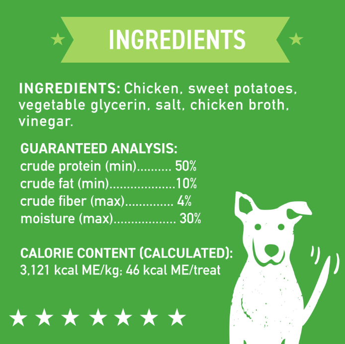 Cloud Star Wag More Bark Less Jerky Grain Free Dog Treats, Chicken & Sweet Potato, 10oz