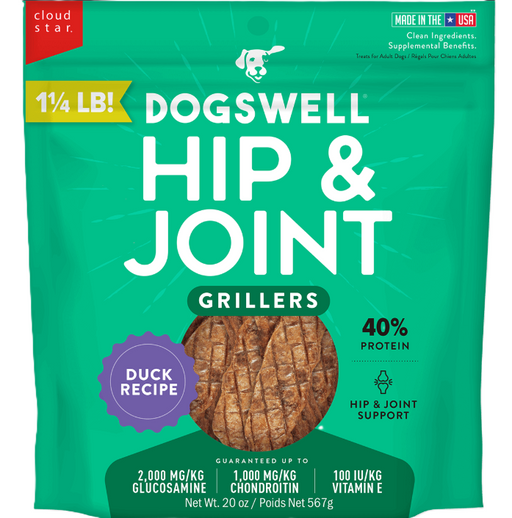 Dogswell Hip & Joint Grillers Dog Treats, Duck Recipe, 10oz