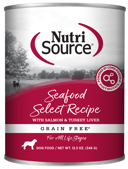 NutriSource Seafood Select Healthy Grain Free Wet Dog Food, 13oz can