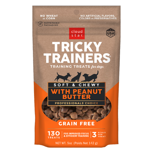 Cloud Star Tricky Trainers Soft & Chewy Grain Free Dog Treats, Peanut Butter
