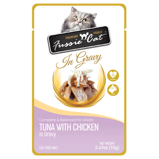 Fussie Cat Tuna & Chicken in Gravy Wet Cat Food, 2.47oz Pouch
