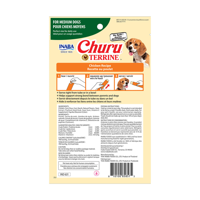 Inaba Churu Terrine Chicken Recipe Dog Treat, 4pk