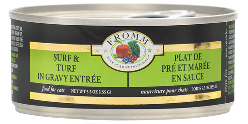 Fromm Four Star Surf & Turf (Shredded Chicken & Shrimp) in Gravy Canned Cat Food, 3oz