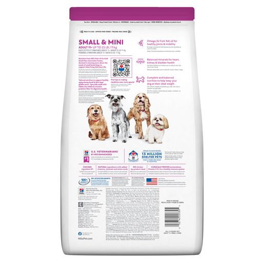 Hill's Science Diet Adult 11+ Small & Mini Chicken Meal, Brown Rice & Barley Recipe Dry Dog Food, 4.5 lb bag