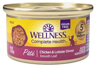 Wellness Complete Health Natural Grain Free Chicken and Lobster Pate Wet Canned Cat Food, 3oz