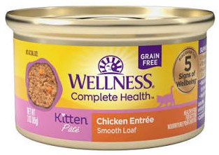 Wellness Complete Health Natural Grain Free Kitten Health Pate Chicken Recipe Wet Canned Cat Food, 3oz