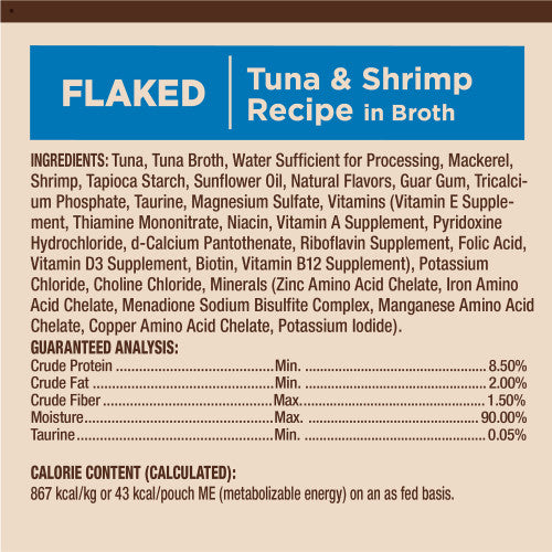 Wellness CORE® Tiny Tasters Flaked Tuna & Shrimp Recipe in Broth for Cats, 1.75oz Pouch