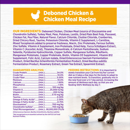 Wellness Complete Health Grain Free Indoor Chicken Recipe Dry Cat Food, 5.5lbs