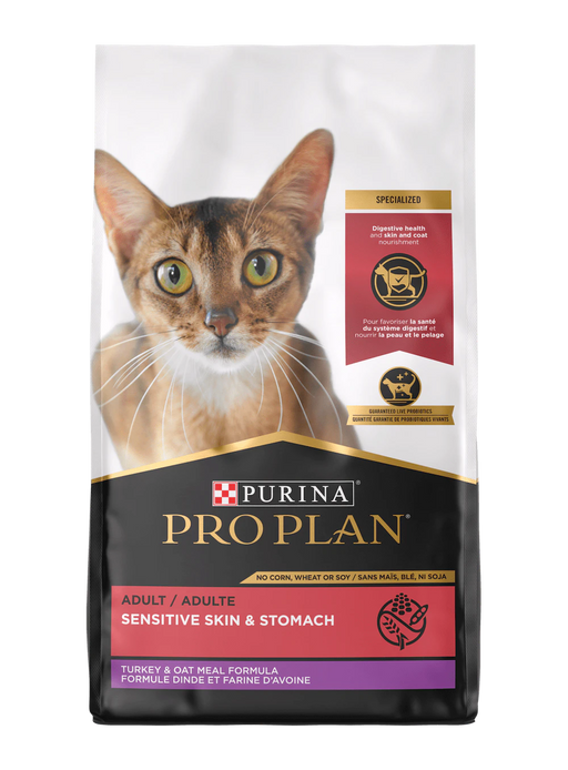 Purina Pro Plan Adult Sensitive Skin & Stomach Turkey & Oat Meal Cat Food, 3.2lb