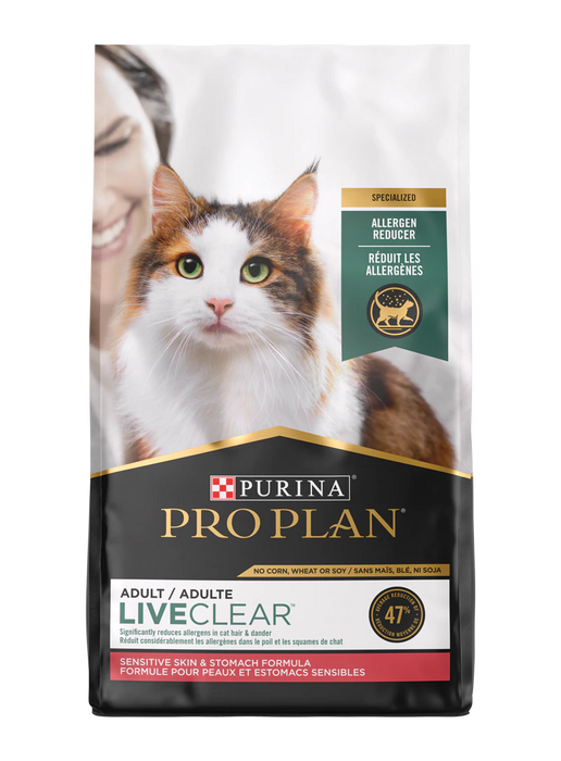 Purina Pro Plan LiveClear Allergen Reducing Sensitive Skin & Stomach Turkey Formula Dry Cat Food, 3.2lb