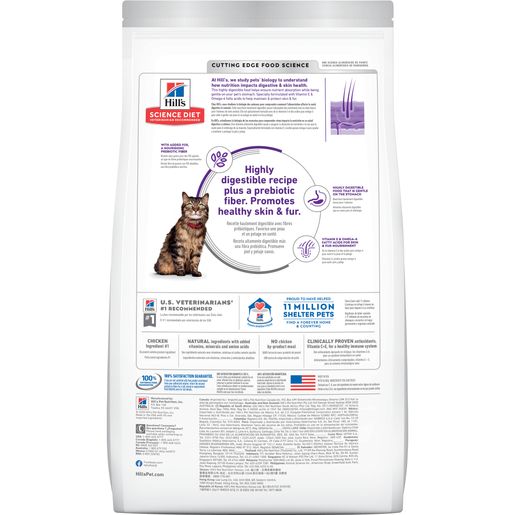 Hill's Science Diet Adult Sensitive Stomach & Skin Dry Cat Food, Chicken & Rice Recipe