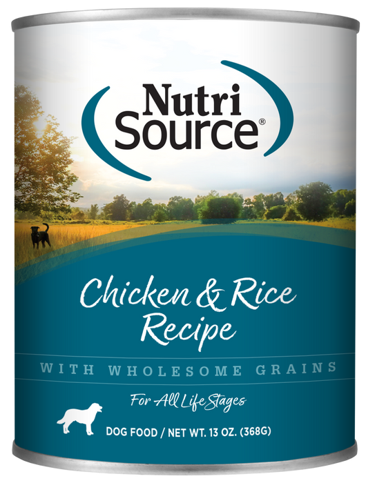NutriSource Adult Chicken & Rice Formula Healthy Wet Dog Food, 13oz can