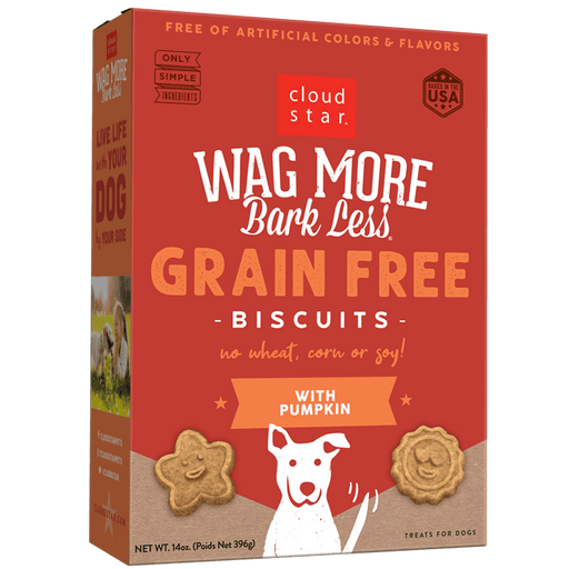 Cloud Star Wag More Bark Less Oven Baked Grain Free Pumpkin Dog Treats, 14oz
