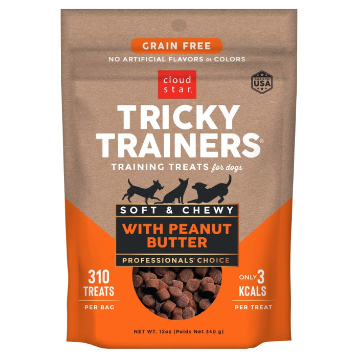 Cloud Star Tricky Trainers Soft & Chewy Grain Free Dog Treats, Peanut Butter