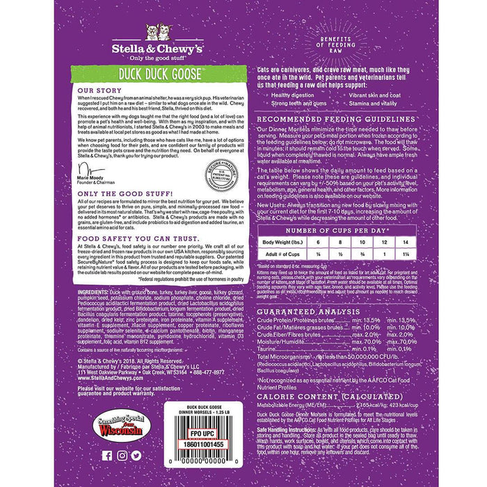 Stella & Chewy's Duck Duck Goose Grain Free Dinner Morsels Freeze Dried Raw Cat Food