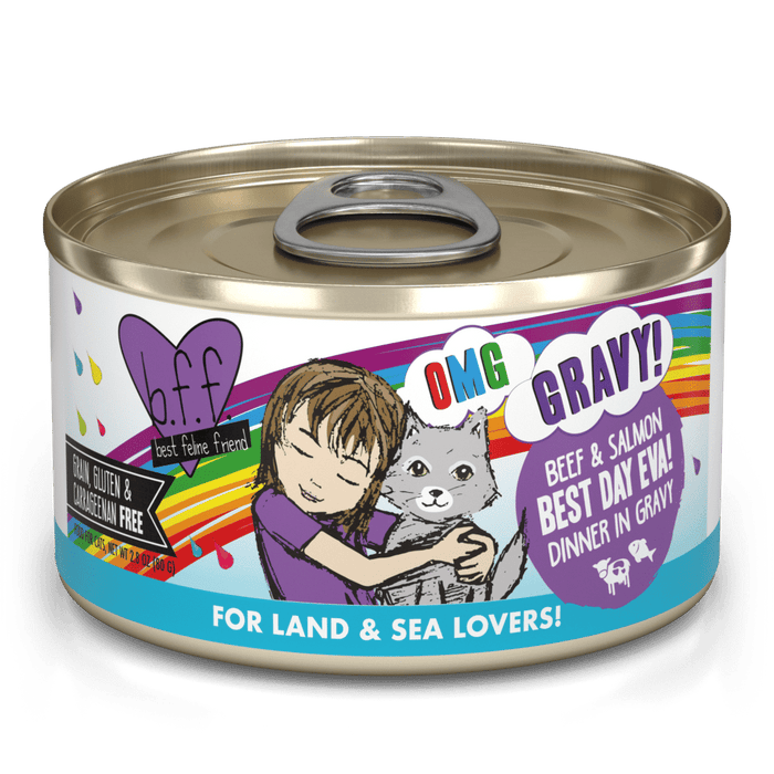 Weruva BFF Beef & Salmon Best Day Eva! Beef & Salmon Dinner in Gravy Canned Cat Food (2.8 oz Can)