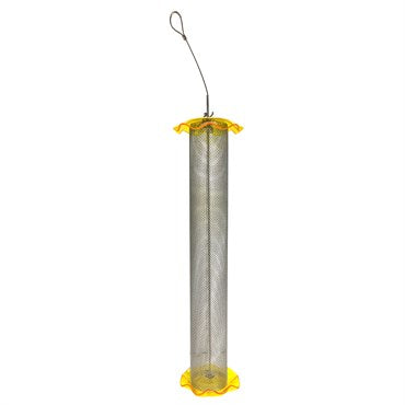 Acrylic Nyjer Feeder, Yellow, 3qt Capacity - 5in Diam x 19in H