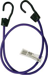 48" Bungee Cord, Rubber, Gray, Hook End
