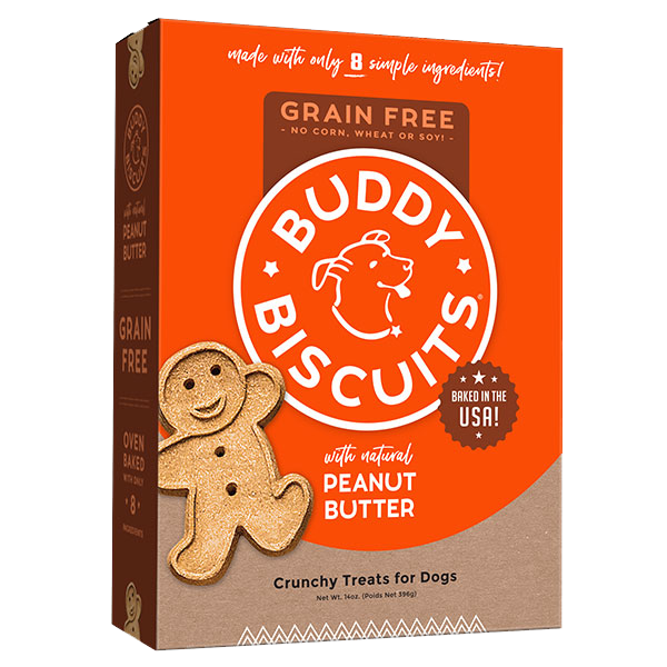 Cloud Star Buddy Biscuits Grain Free Oven Baked Dog Treats, Peanut Butter, 14oz
