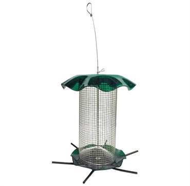 Acrylic Seed Feeder, Green, 3qt Capacity - 12in Diam x 11in H