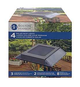Solar Deck Light, Stainless Steel and Plastic, 6 lumen, 4pk