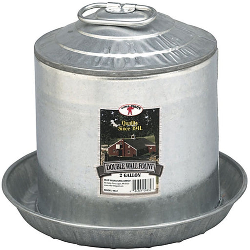 Double Wall Galvanized Poultry Fountain - 3 sizes available