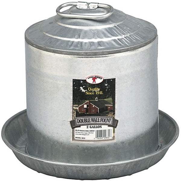 Double Wall Galvanized Poultry Fountain - 3 sizes available