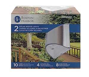 Solar Light Wedge Stainless Steel and Plastic, 5 lumen, 2pk