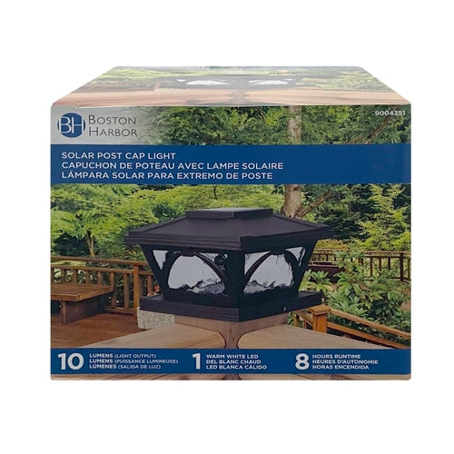 Solar Fence Postcap w Glass, Bronze color, 10 lumen