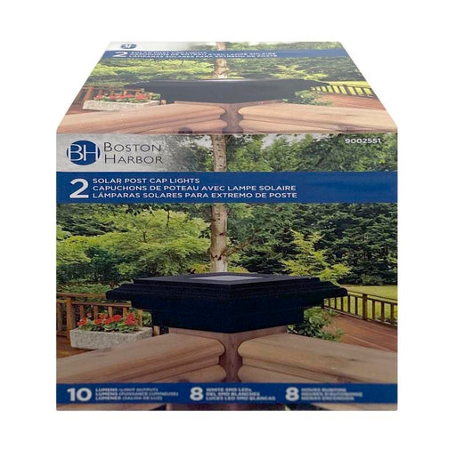 Solar Fence Postcap Light, Plastic, 10 lumen, 2pk, Black