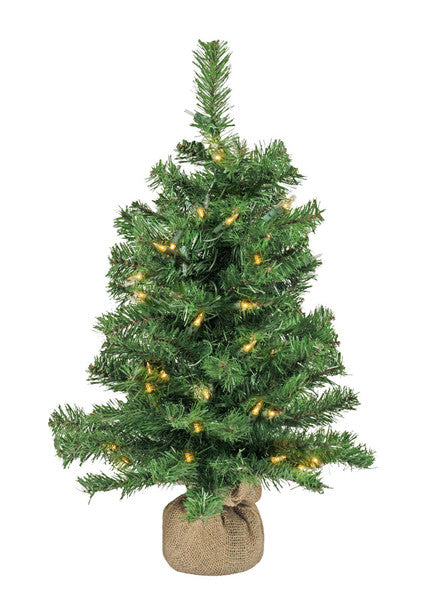 Noble Green Artificial Spruce Mini Christmas Tree with Clear Lights, 24"