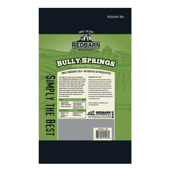 Redbarn Naturals Bully Spring - Small/Medium, 4-6"