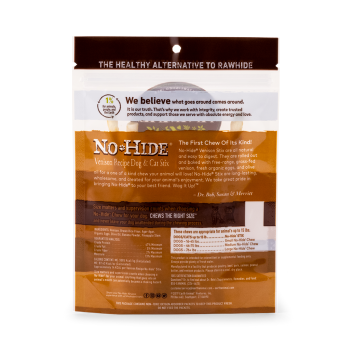 Earth Animal Venison No-Hide® Dog STIX - 10 pack