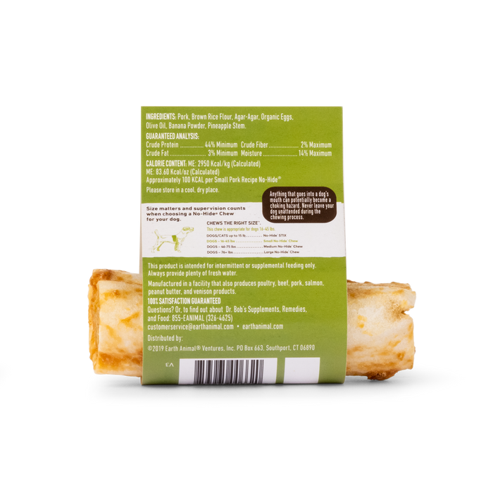 Earth Animal Pork No-Hide® Wholesome Dog Chews - Small, 4"