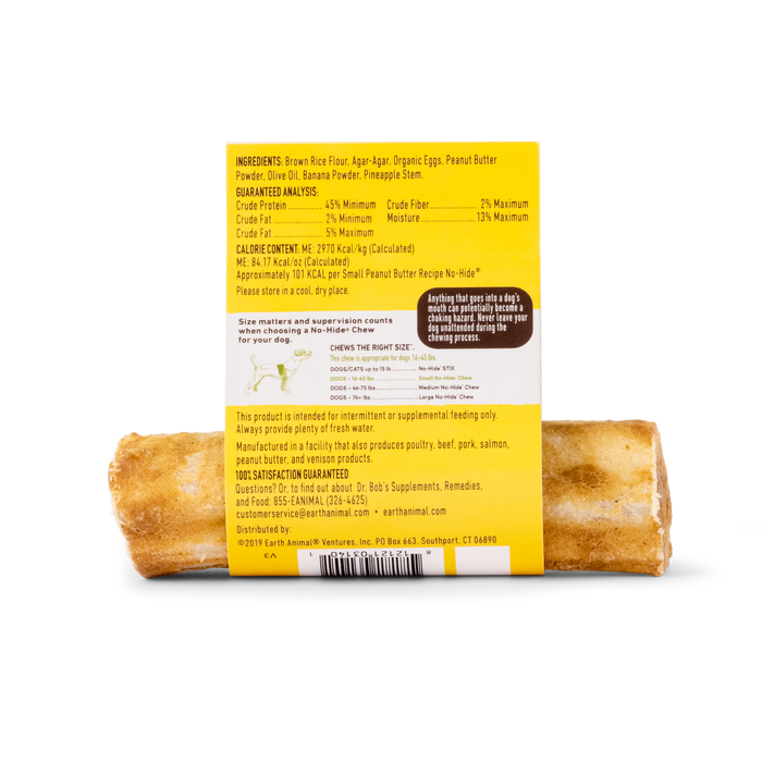 Earth Animal Peanut Butter No-Hide® Wholesome Dog Chews - Small, 4"