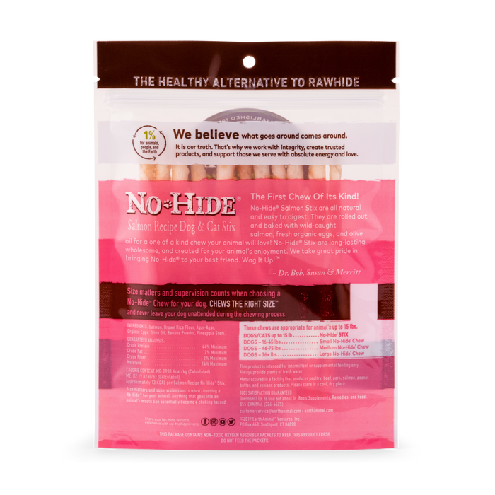 Earth Animal Salmon No-Hide® Dog & Cat STIX - 10 pack