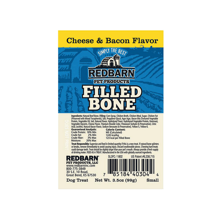 Redbarn Naturals Filled Bone Cheese N' Bacon - Small, 3"
