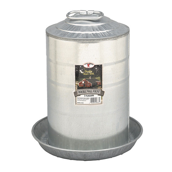 Double Wall Galvanized Poultry Fountain - 3 sizes available