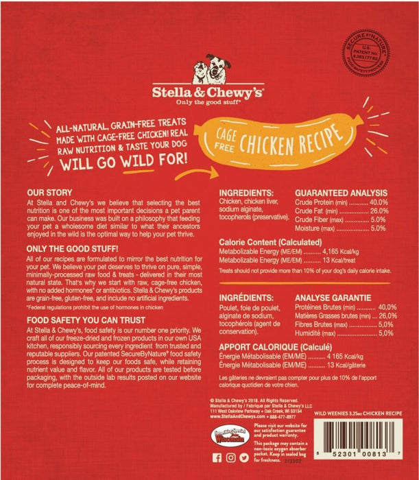 Stella & Chewy's Wild Weenies Grain Free Chicken Recipe Freeze Dried Raw Dog Treats