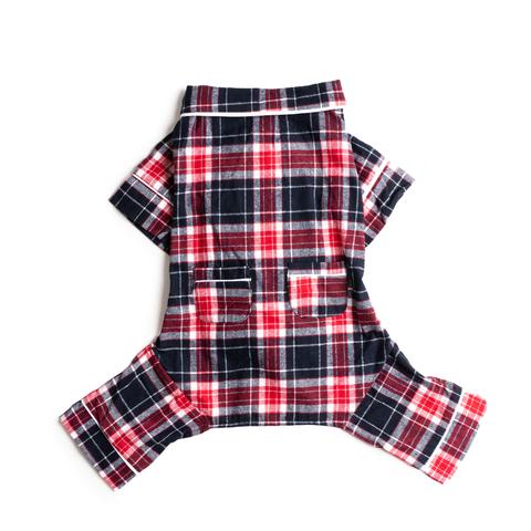 Fabdog Flannel Dog Pajamas, Blue Plaid