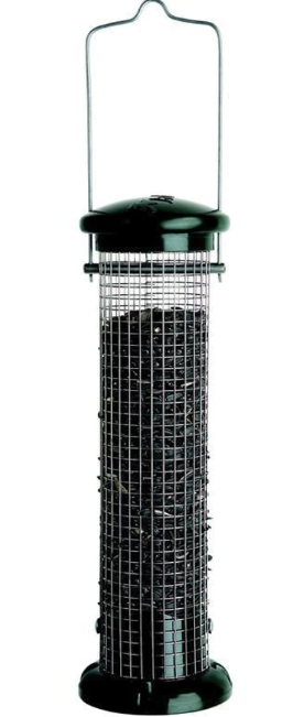 Peanut & Black Oil Sunflower Screen Tube Seed Feeder, Black & Green, 1lb capacity