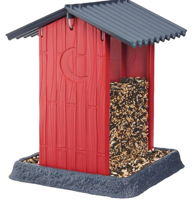 Outhouse Design Bird Feeder - Red, 4.25lb capacity