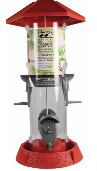 2-in-1 Hinged-Port Bird Feeder - 1.5lb capacity - Multiple Colors