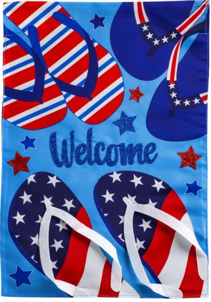 Patriotic Flip Flops Garden Applique Flag