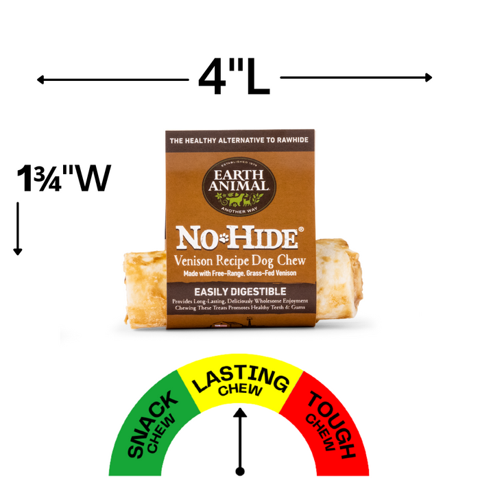 Earth Animal Venison No-Hide® Wholesome Dog Chews- Small, 4"